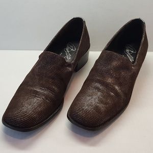 Donald J Pliner Signature brown silver loafers